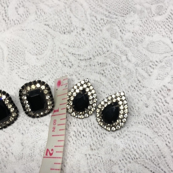 BUNDLE lot 2 vintage rhinestone formal glam statement earrings. - Picture 3 of 6